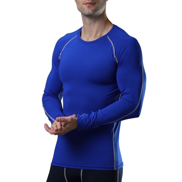 Camisa deportiva para hombre Capa base elástica de secado rápido O cuello largo