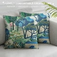 thumbnail image 3 of Creowell Chinoiserie Pillow Cover Asian Scenic Blue and Green Throw Pillow Covers Farmhouse Tree Leaves Pillow Case Cushion Covers for Sofa Couch Living Room, 3 of 5