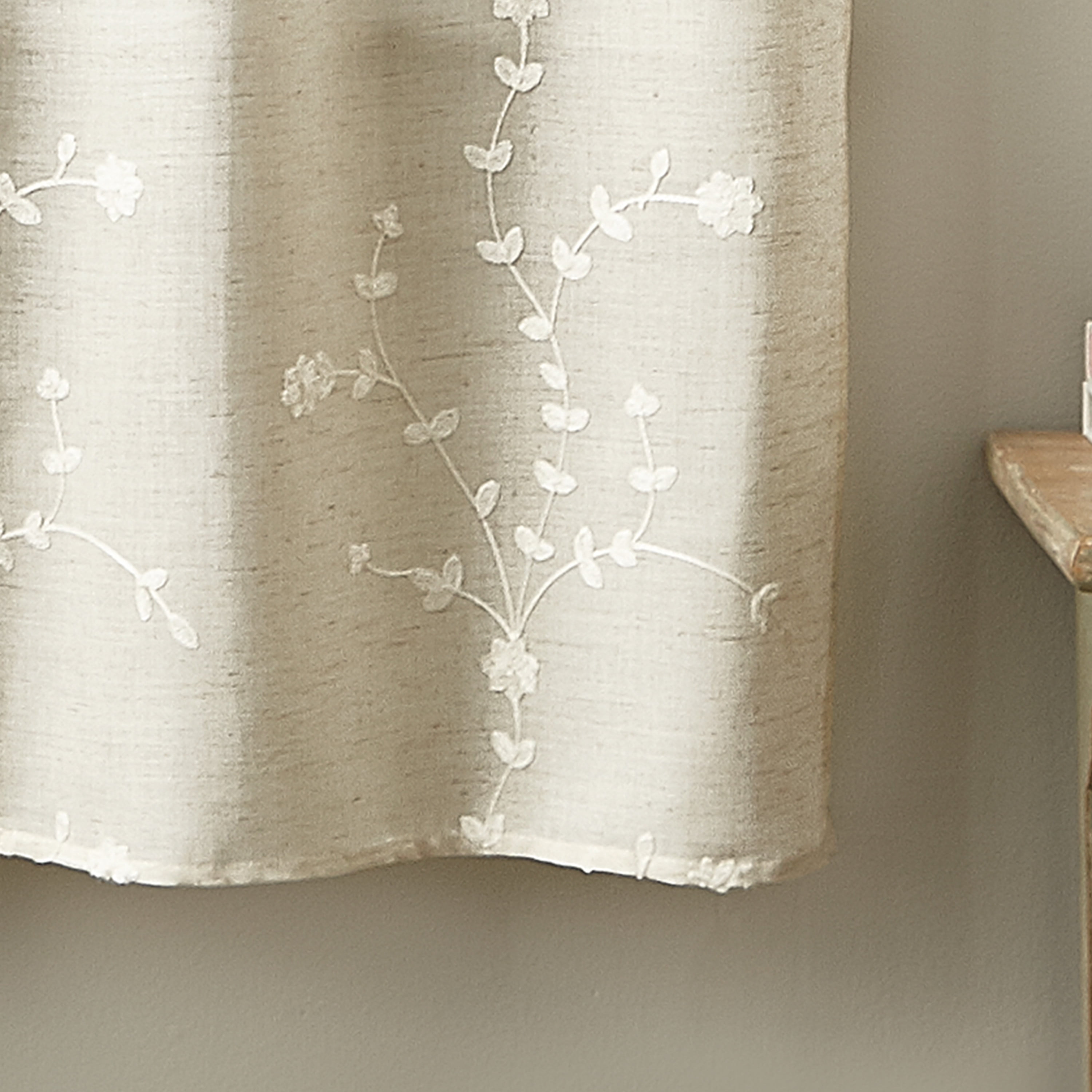 CHF Lynette Indoor , Polyester/Linen/Other Fiber , Light Filtering Tier Set Rod Pocket , Linen , 56"x36", Set of 2