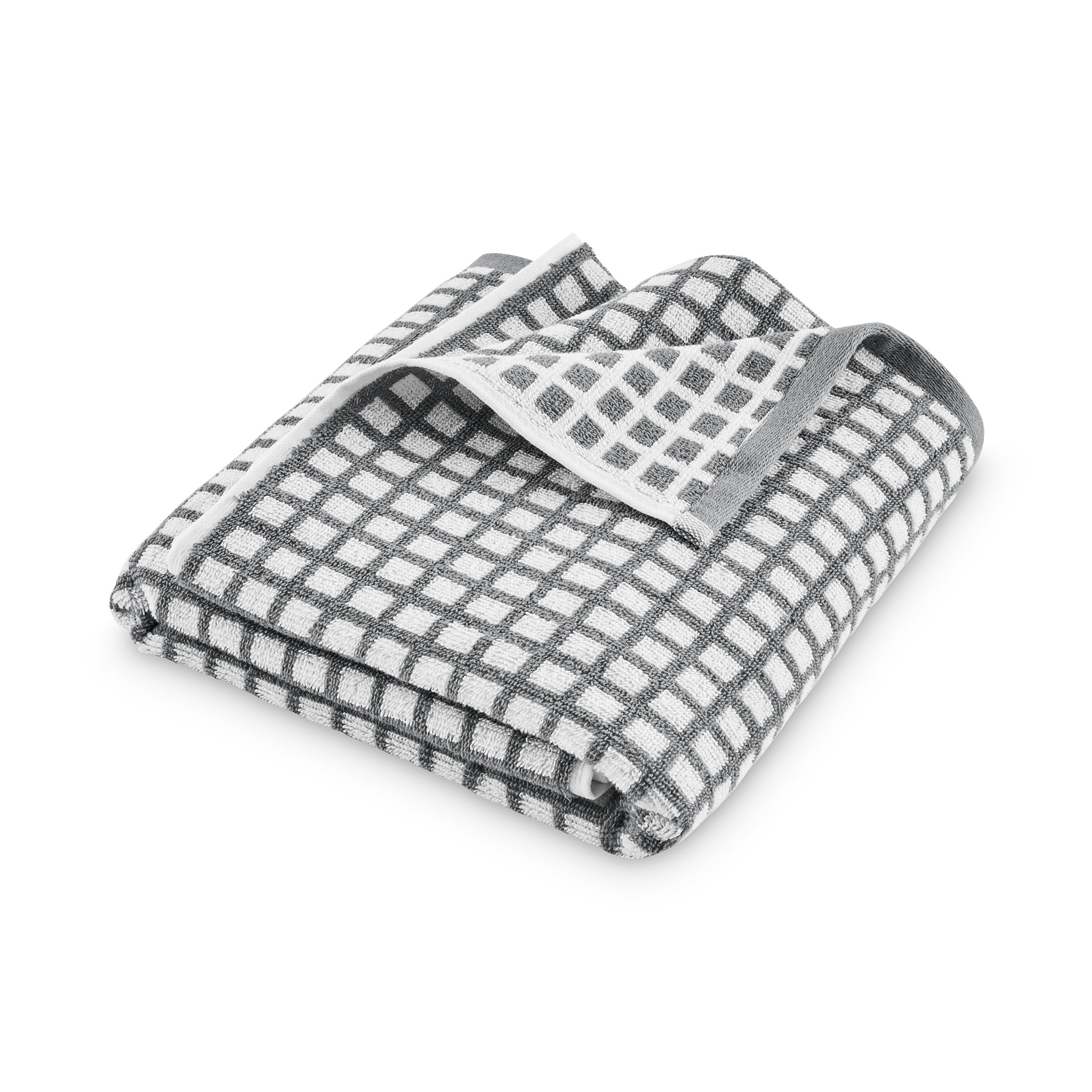 Mainstays Performance Bath Towel Set, 4-Piece, Checkered Gray