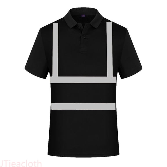 JTieacloth Collared Shirts for Men High Visibility Sweatshirt For Men Pullover Hi Vis Hoodie Pullover Sweatshirt Reflective Short Sleeve Sweatshirt Tops(Black,L)