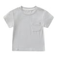 thumbnail image 2 of Ahuyic Summer Kids' Casual All Match Blouse, Solid Color Loose Short Sleeve Top For Girls And Boys,Summer Half-Sleeved Baby Summer Short -Sleeved T-Shirt Thin Round Neck Top, 2 of 4