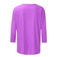 thumbnail image 4 of CHUANK Chemises à Manches 3/4 pour Femmes Décontractées Unies Col Rond Été Blouses à Manches Trois-Quarts 2024, 4 of 6