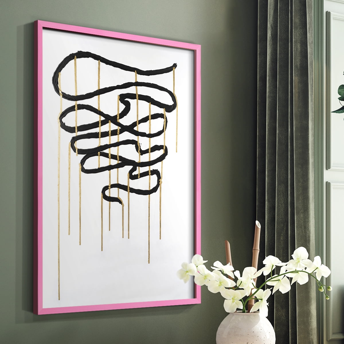 Weeping Ribbon I Framed Print in Pink Solid Wood 8 x 10 Framed Print