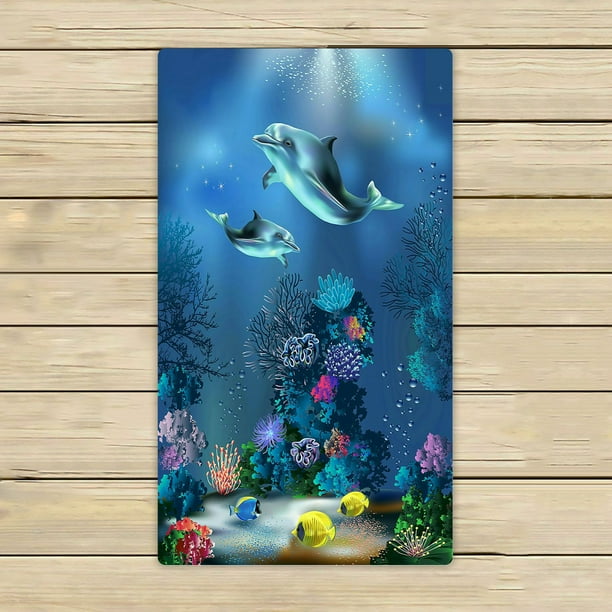 ABPHQTO The Underwater World Dolphins Plants Towels Beach Bath Pool