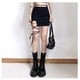 thumbnail image 3 of Minifalda elegante de talle alto con abertura lateral y cordones, estilo tubo, color negro L, 3 of 8