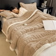 thumbnail image 4 of Flannel Blanket 59.06 in x 39.37 in Solid Color Polyester Carved Floral Design Multi Functional Coverlet, 4 of 6