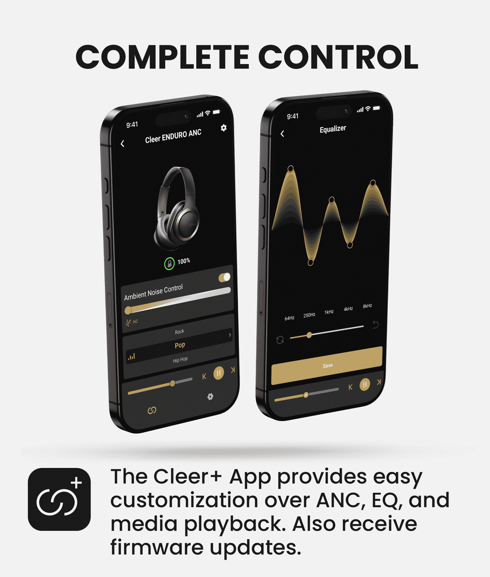 Cleer Enduro ANC Bluetooth Headphones, Noise Cancelling, 60H Playtime, Hi-Res Audio, Deep Bass, Dark Navy