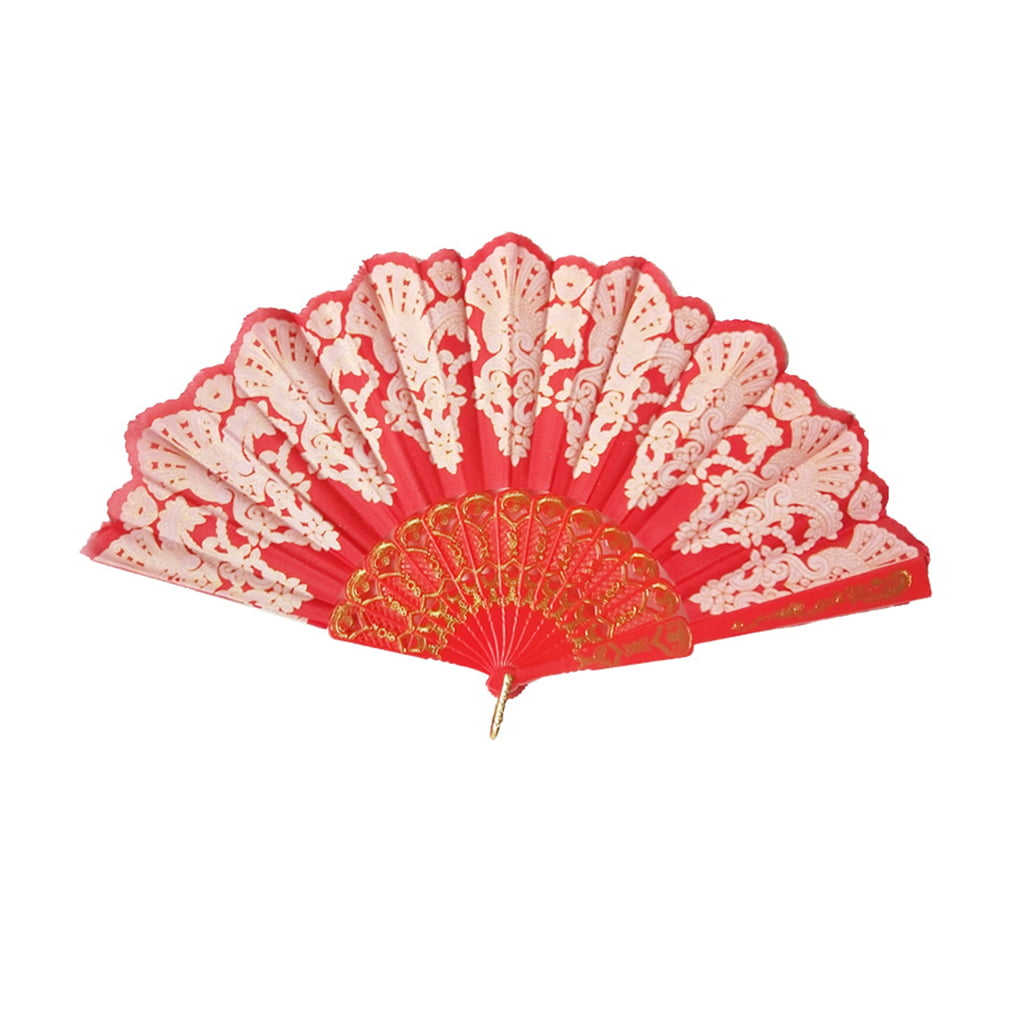 Vintage Hollow Lace Folding Wooden Hand Fan Gift Spanish Chinese Japanese Style 