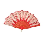 babydream1 Chinese Spanish Style Craft Fan Silk Folding Flower Fan Hand Held Dance Souvenir Gift