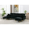 thumbnail image 3 of Large Sectional Sofa Couch & Ottoman Set, U Shape Sectional Sofa with 2 Pillows Living Room Modular Sofa Accent Sofa Chaise Lounge and Golden Legs (Black), 3 of 7