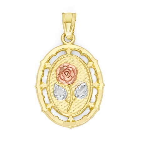Golden Fire Solid 14k Tri Color Gold Rose Pendant Necklace – Friendship Flower Jewelry Gifts for Women Golden Fire Solid 14k Tri Color Gold Rose Pendant Necklace – Friendship Flower Jewelry Gifts for Women