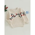 thumbnail image 3 of aturustex Toddler Girls Boys Christmas Knit Sweater 0 3M 6M 9M 12M 18M 2T 3T Infant Long Sleeve O Neck Pullover String Light Embroidery Sweatshirt Litted Sweaters Jumpers Winter Fall Clothes, 3 of 8