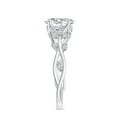 thumbnail image 4 of Vine Art Leaf Style Moissanite Ring Oval Shaped Diamond Engagement Ring in Sterling Silver/ White Gold Plated Engraved Promise Wedding Band Ring April Birthstone Jewelry, Ring Size 10, 4 of 8