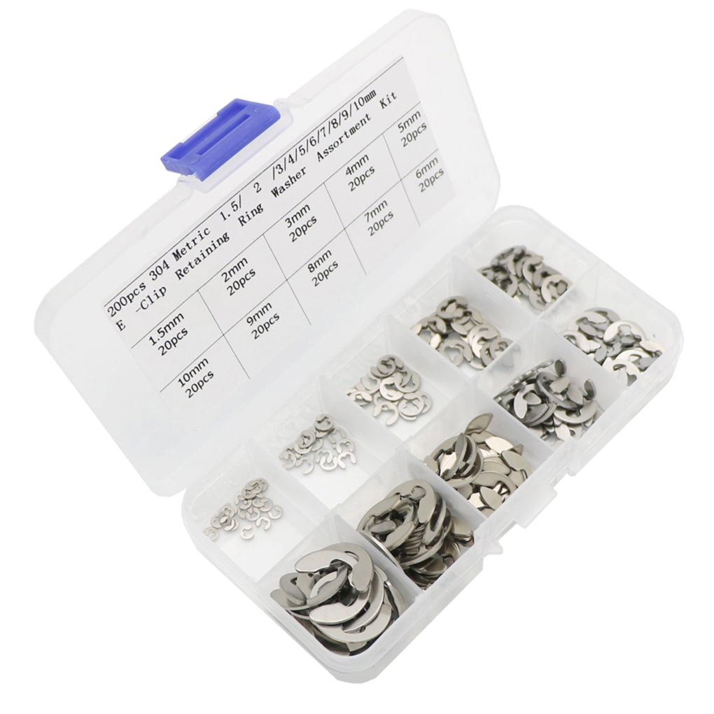 200x Stainless Steel External Metric E Clip Retaining Circlip Clips Rings Washer
