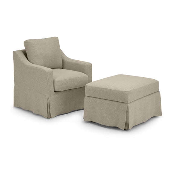Fauteuil d'Appoint Pivotant Harper et Pouf de Rangement avec Housses - Tissu Sable