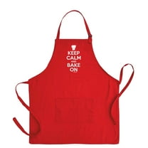 ThisWear Keep Calm and Bake On Funny Apron for Kitchen Baker Baking Two Pocket Apron for Women and Men Red