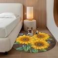 thumbnail image 2 of Sunflower Round Area Rug 3Ft Washable Small Circle Rugs for Kitchen Entryway, Yellow Summer Botanical Butterfly Wooden Vintage Non-Slip Carpet Floor Mats Indoor Outdoor Carpet Runner Home Decor, 2 of 8