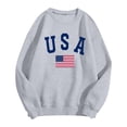 thumbnail image 4 of Wang6 Womens Long Sleeve Sweatshirts Crew Neck"USA"Letter Printed Hoodless Pullovers Trendy Loose Fit Graphic Tshirts Tops Light Gray XL, 4 of 5