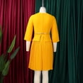 thumbnail image 6 of AURA Plus Size Elegant Three Quarter Sleeve Pleated A Line Office Dress with Belt 2025 Summer High Waist Bodycon Midi Dress, 6 of 10