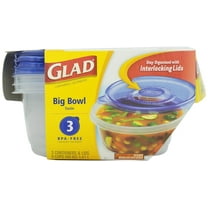 Glad Ware Big Bowl Containers with Lids, Round Size, 3 ct, 48 ounce