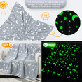 thumbnail image 2 of Glow in The Dark Blanket Moon and Star Throw Gifts Toys for Kids Girls Boys Bed Home Bedroom Living Room Decor Soft Cozy Fluffy Lightweight Luminous Plush Blankets Grey 50"x60", 2 of 8