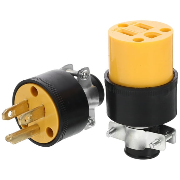 ibasenice Wire Connector Male Female Plug Grounding ABS Yellow 1 Set