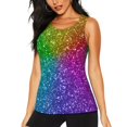 thumbnail image 3 of Goofa Colorful Glitter Printed Womens Workout Tops for Women Sleeveless Yoga Shirts Athletic Running Tank Tops Sleeveless Gym Clothes Workout Apparel-, 3 of 9