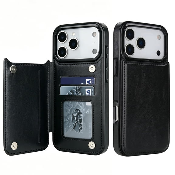 Premium Leather Card Wallet Phone Case for iPhone 12 13 14 15 16 17 Pro Max Plus(iPhone 14 Plus)
