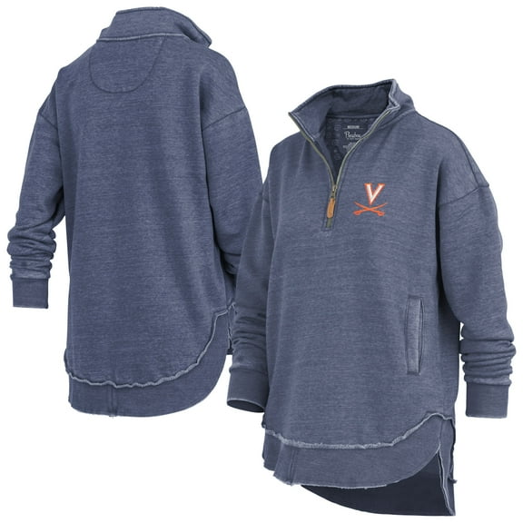 Women's Pressbox Navy Virginia Cavaliers Northfork Sojourn Poncho Quarter-Zip Sweatshirt