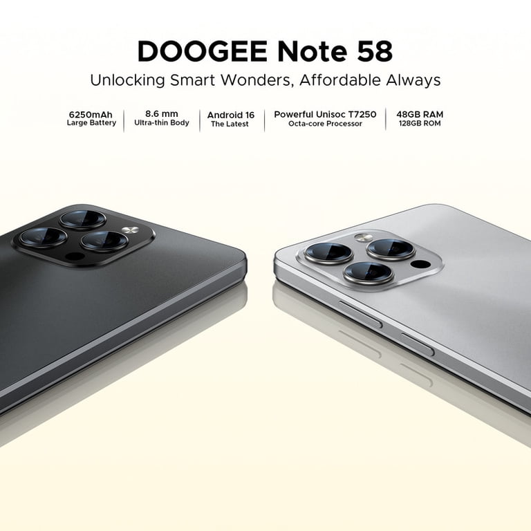 DOOGEE Android 16 Unlocked Phones,48GB+128GB/2TB Expand Cell Phone