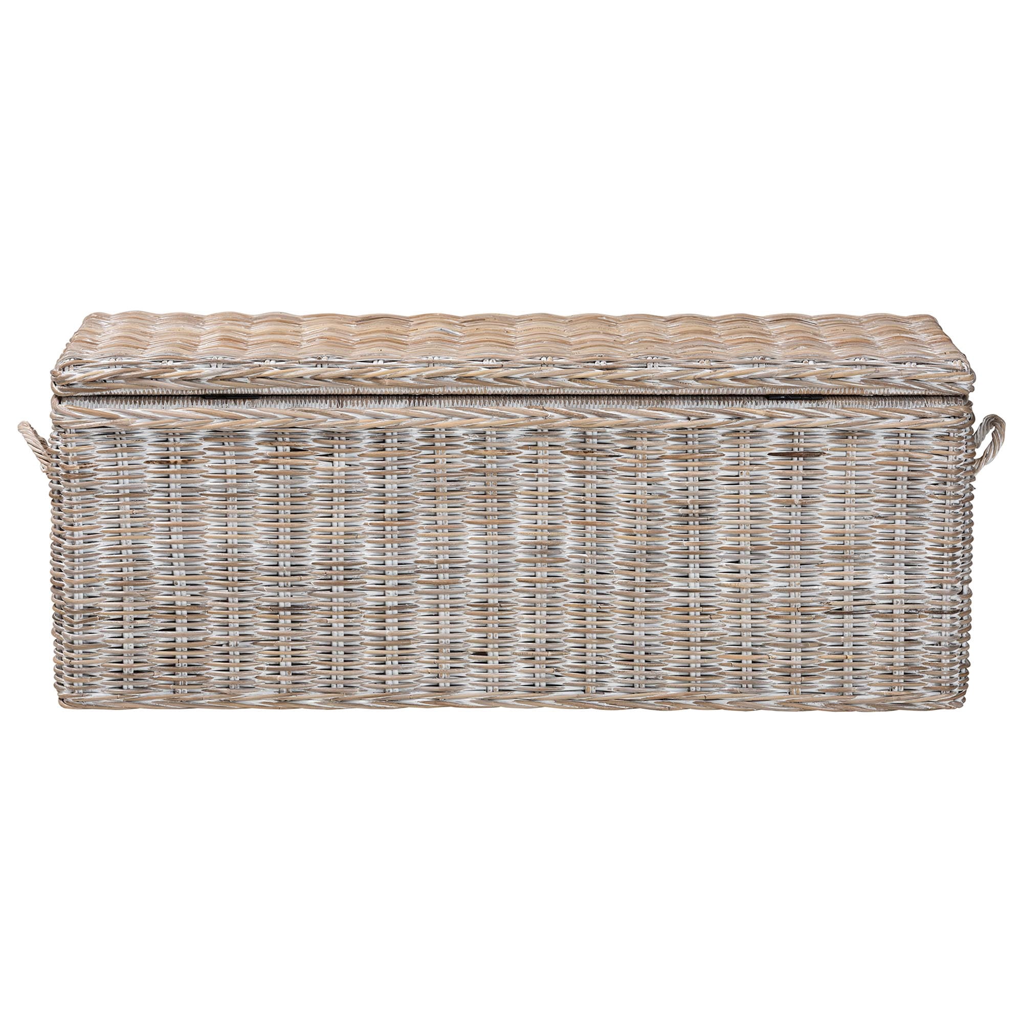 bali & pari  Clarette Boho Storage Bench, Whitewash Kubu Grey