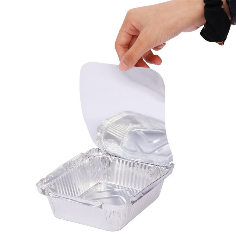 50 Pcs Rectangle Aluminum Foil Containers with Lids Disposable Cookie Tins  Food Storage Pan Take Out Pans for Christmas Birthday Gift Giving Reheating  Roasting Camping 