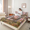 thumbnail image 3 of Castle Fairy Teens Cute Watercolor Deer Queen Sheets 4 Pieces,Birch Autumn Mushroom Queen Sheet Sets,Brown Pink White,1 Fitted Sheet, 1 Flat Sheet and 2 Pillowcases, 3 of 6