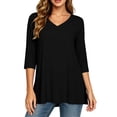 thumbnail image 7 of RongHuan 3/4 Length Sleeve Womens Tops Trendy V Neck T Shirts Casual Loose Fit Basic Tunic Shirts, 7 of 7
