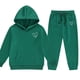 thumbnail image 4 of Sudadera con capucha larga con estampado pequeño en forma de corazón para niños y pantalones deportivos con lazo en las piernas, conjunto deportivo informal de dos piezas con forro polar para mayor ca, 4 of 4