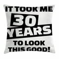 thumbnail image 1 of 30th Birthday Decorations Throw Pillow Cushion Cover, Motivational Funny Birthday Slogan Pictogram Middle Aged, Decorative Square Accent Pillow Case, 24 X 24 Inches, Black and White, by Ambesonne, 1 of 2