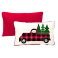 thumbnail image 4 of Jordan Manufacturing 12" x 16" Christmas Tree Truck White Novelty and Red Solid Reversible Rectangular Outdoor Lumbar Throw Pillow with Welt (2-Pack), 4 of 14