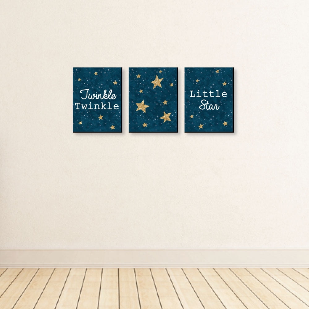 Baby Girl Nursery Wall Art /& Kids Room Decor Pink Twinkle Twinkle Little Star Set of 3 Prints 7.5/” x 10/”