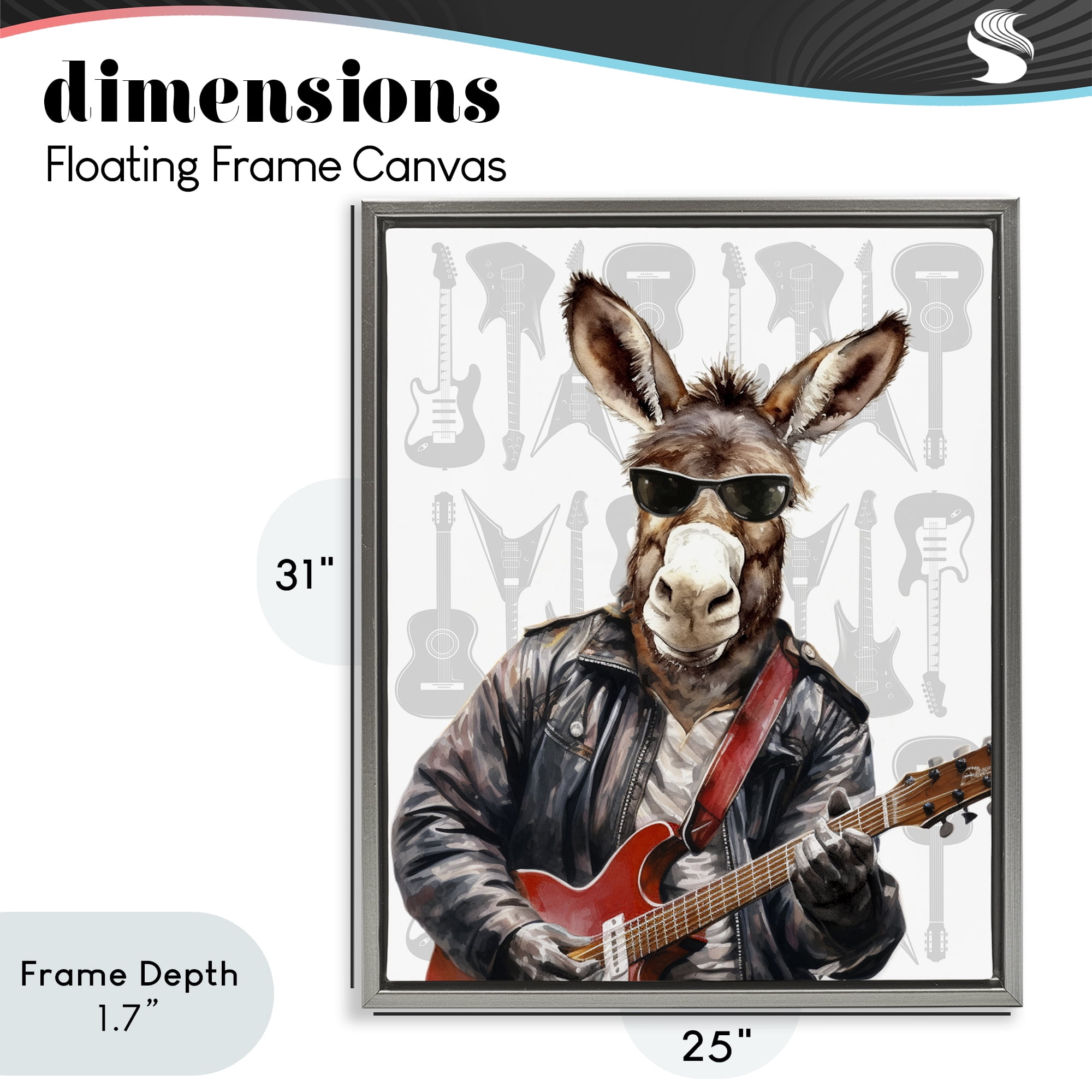 Stupell Industries Performing Musician Donkey Gray Framed Floater Canvas Wall Art, design by CAD Designs