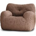 thumbnail image 3 of Bean Bag Chair, Filled Beanbag Chairs, Stuffed Bean Bag Chair, Comfy Chairs with Filling for Living Room (Teddy Fabric in Coffee, 1 PC, 39.37" D×37" W×27.56" H), 3 of 12