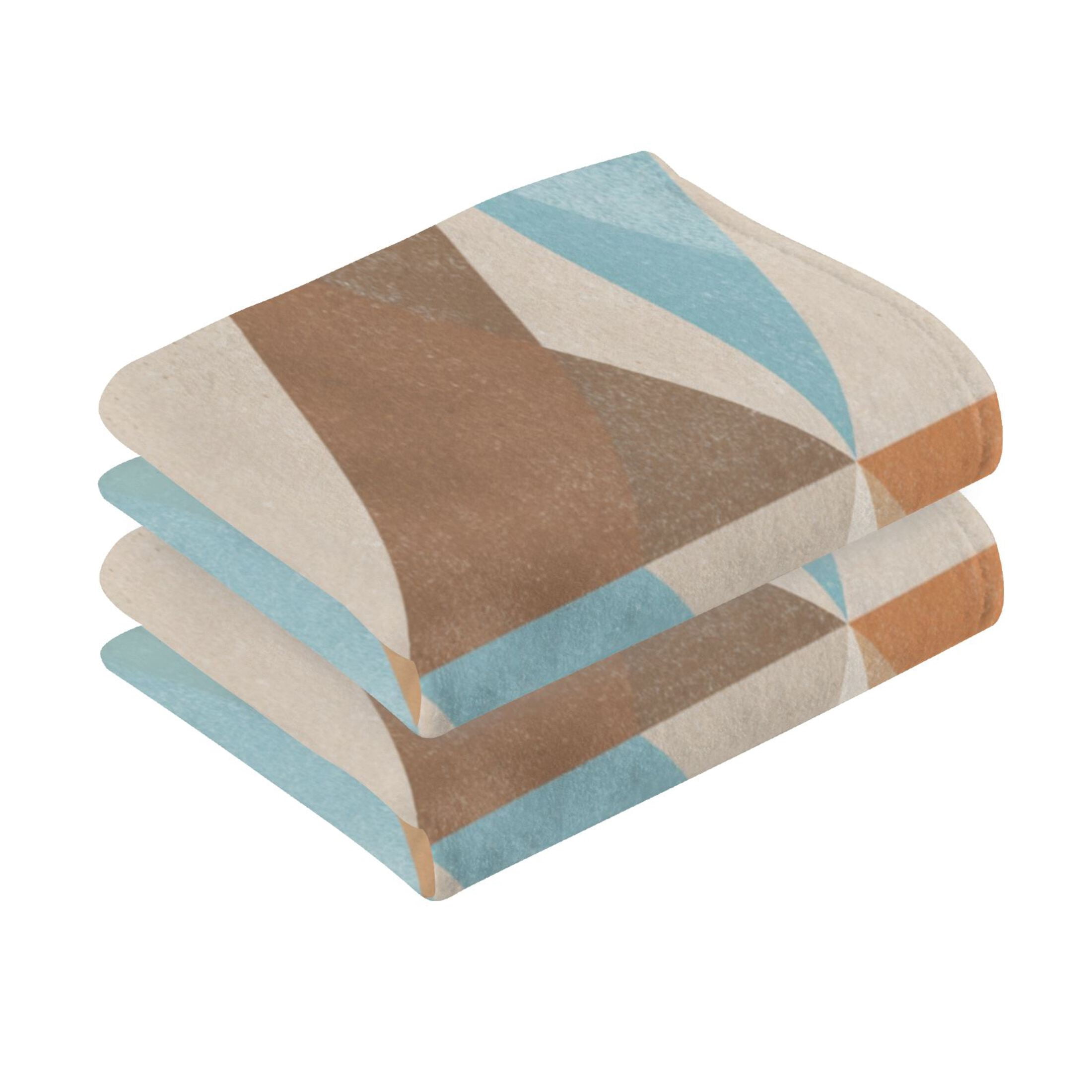 2 Pieces of Cotton Towel Face Towel Set Hand Towel Bath Towel Cotton Bath Towel Sets Terracotta Triangle Geometric Mosaic