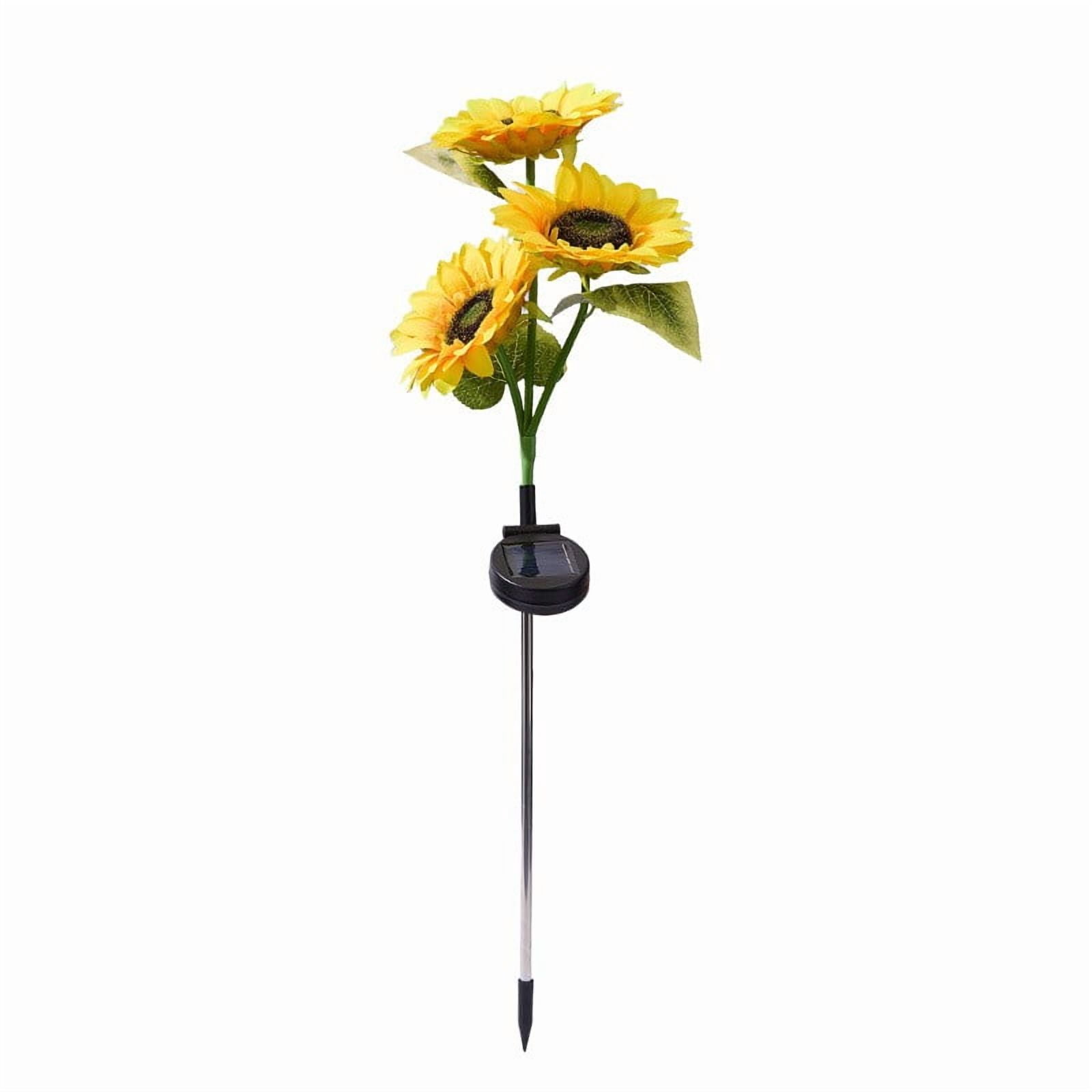 Solar Sunflower Garden Lights Outdoor - Waterproof 3-Head LED Pathway Lights for Yard, Patio & Walkway Decor, Auto On/Off, 29.6" Tall Yellow Flower Solar Lights
