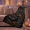 thumbnail image 6 of Motorcycle Eagle Metallic Scrollwork Design Black, Dramatic Artistic Scene, Warm Flannel Blanket for Home Library and Reading Nook, Art Lovers Housewarming Gift, Artistic Home Decor, 6 of 9