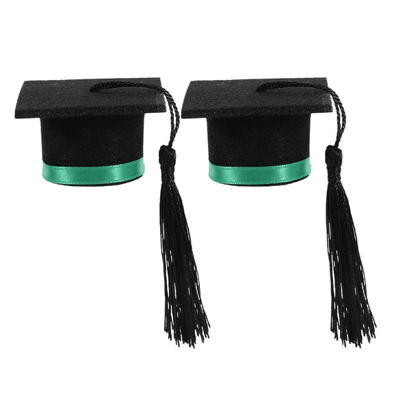 MEIBUTYUP graduation cap with tassel Green Felt Mini Bottle Topper 2 Pieces