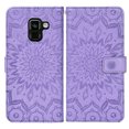 thumbnail image 3 of Compatible with Samsung Galaxy A8 2018 Wallet Phone Case and Tempered Glass Screen Protector Flip Credit Card Holder Stand Mandala Flower Cell Cover for 8A 2018 A530W SM-A530W Women Men Purple, 3 of 9