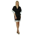 thumbnail image 2 of Bimba Women Kimono Sleeve Short Satin Robe Bride Bridesmaid Robe Lace Coverup, 2 of 7