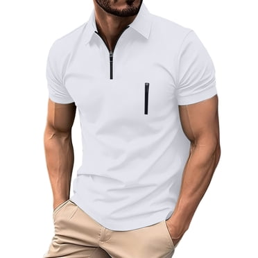 Posijego Men's Athletic Shirts Quarter Zip Short Sleeve Shirts for Men Pullover Summer Casual Collared Tops