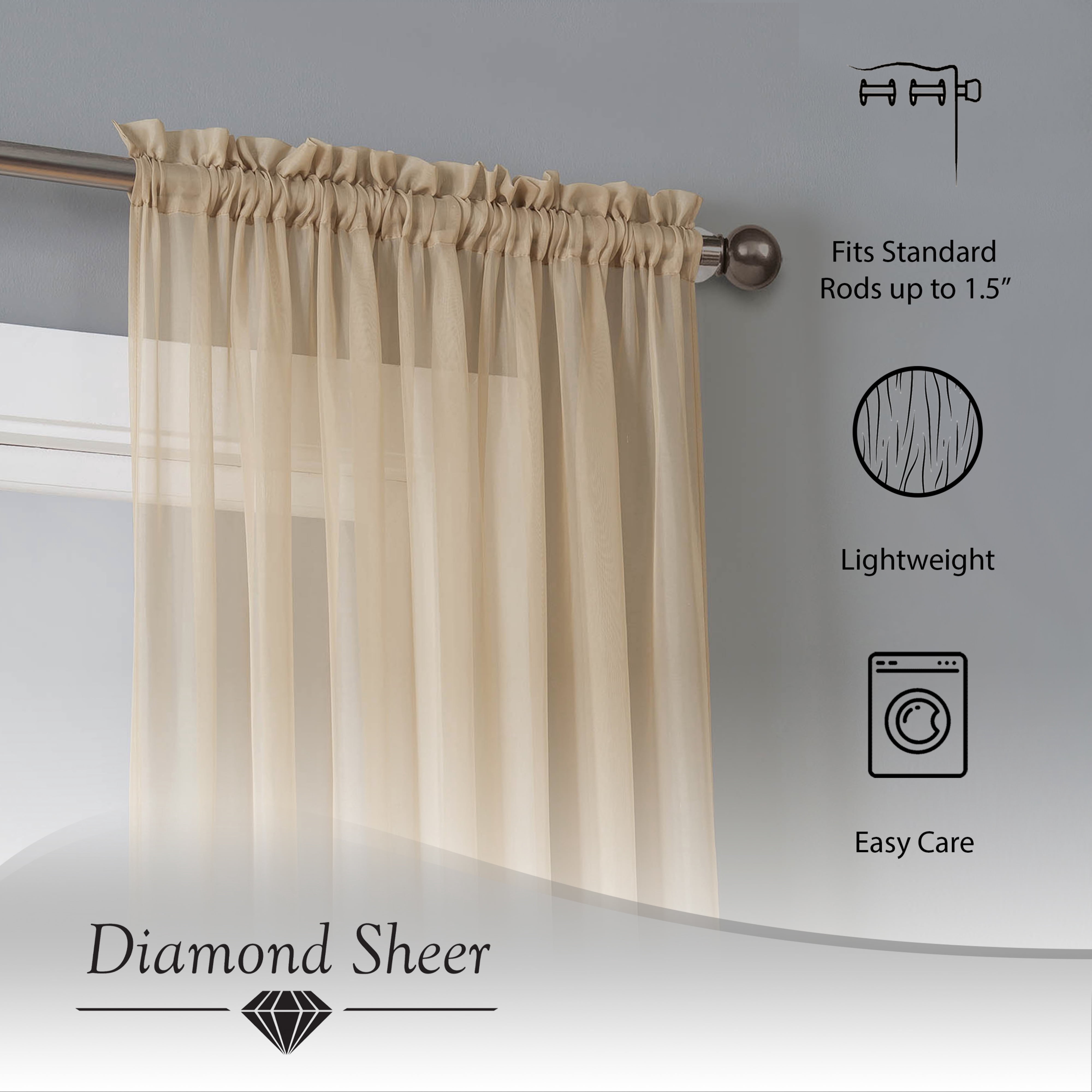 Window Elements Traditional, Contemporary, Farmhouse, Modern 2 Piece Sheer Curtain Set
