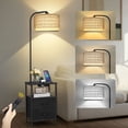 thumbnail image 1 of OUTONLIFE Floor Lamp with Table for Living Room, End Table with 2 Drawers for Bedroom, Lamp with USB Port and Outlet, 3 Color Led Bulb Included, Black, 1 of 12